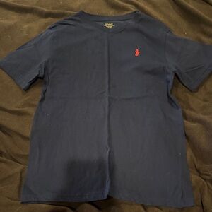 Polo by Ralph Lauren Black V-Neck Tee with Gold Text